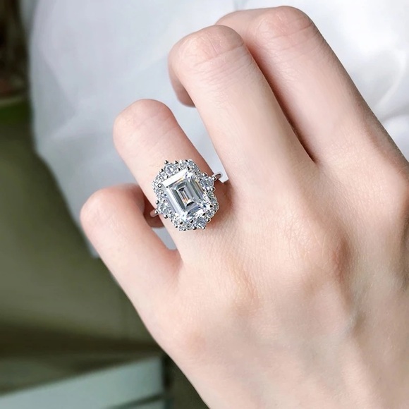 Emerald Cut Silver Ring